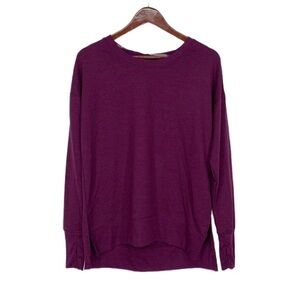 Avia Solid Purple Boatneck Long Sleeve Athletic Tee With Thumbholes Size Small